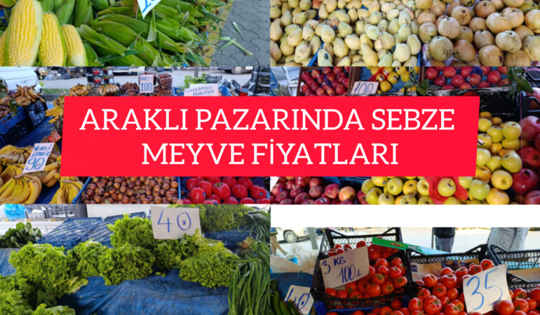 Araklı Pazarında sebze meyve fiyatlari